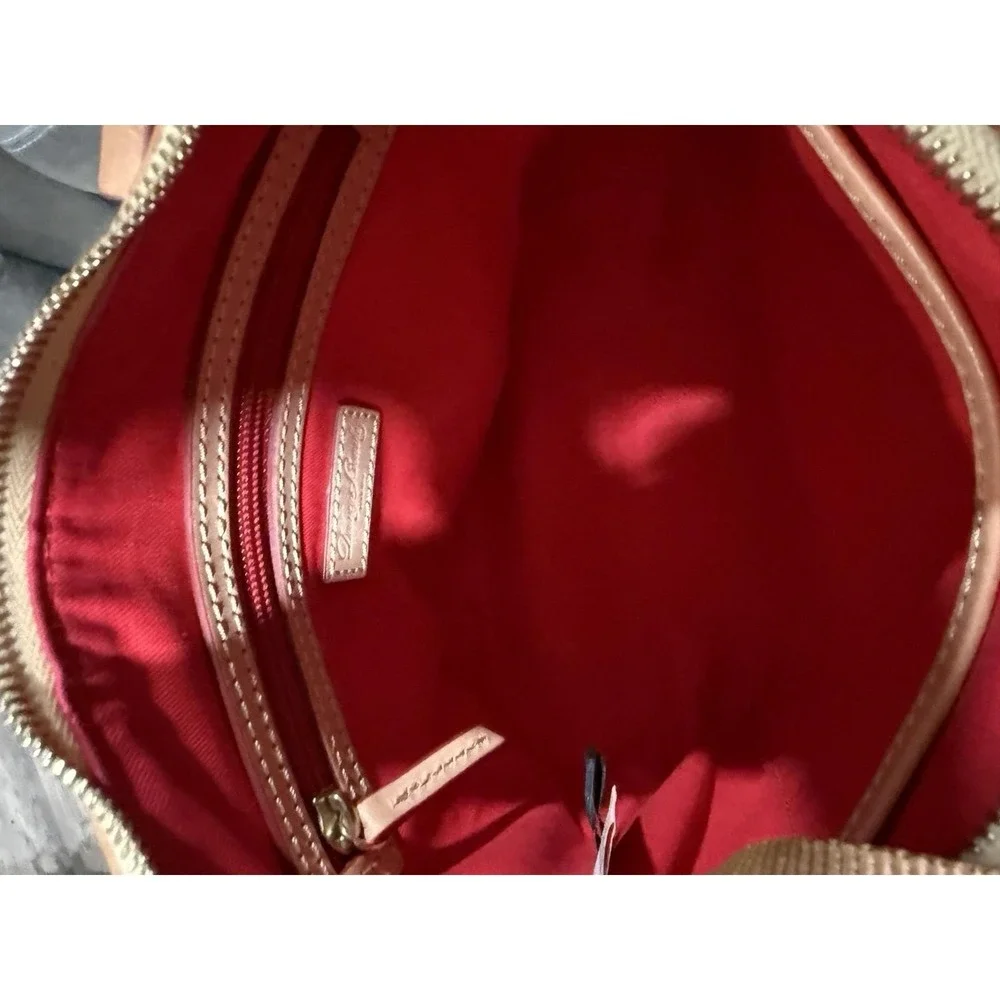 Dooney & Bourke Seaview Red & White Stripe Coated Bucket Hobo Purse